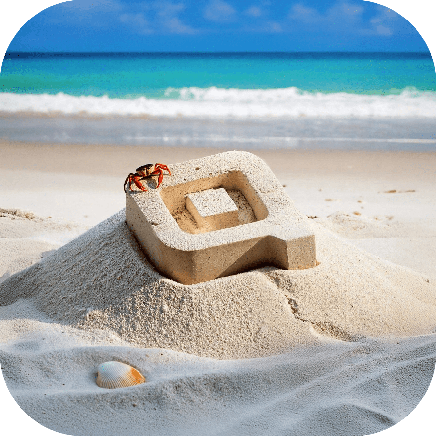 Beach with QR code in sand